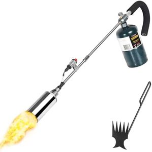 GasBRUH Propane Torch Weed Burner, 35" Long Arm Weed Torch Include a Weed Rake, Fire Starter, Charcoal Starter, Blow Torch with Flame Control and Igniter for Roof, Wood, Ice, Snow (Tank not included)