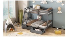 PioneerfurnitureUK Kids Bunk Beds with Drawers - Available in 3ft and 4ft in White or Grey (Grey With Drawers)