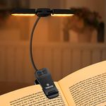 Vekkia 14 LED Rechargeable Amber Book Light for Reading in Bed, Warm/Amber Reading Light with Clamp,Adjustable Clip on Light, Lightweight Eye Care Book Light Perfect for Readers (Black)