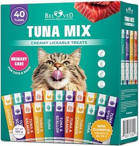 Beloved Pets Creamy Lickable Cat Treats & Wet Squeeze Tubes – Tuna Mix, Liquid Cat Snacks, Urinary Care, Multivitamin Treats for Cats & Small Dogs, Lick Up (10 Ounce (Pack of 1), Tuna Mix 40 Sticks)