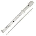 Soprano Recorder Descant Flauta Recorder 8 Hole ABS Clarinet German Style Treble flute C Key for Kids Children With Fingering Chart Instructions with Cleaning Rod Bag white