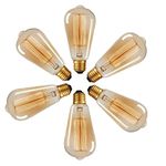 Edison Light Bulbs, 6 Pack Ampoule Vintage Light Bulb, 60 Watt 120V E26/E27 Standard Base Dimmable Light Bulb, 200 Lumens Amber Warm for Home Light Fixtures Decorative.(Warm yellow)