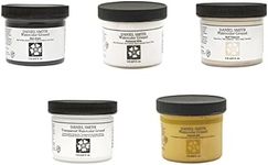 Daniel Smith Watercolor Ground - Sampler Set of 5-4oz Jars for Using Watercolors On Any Surface Mars Black, Pearlescent White, Buff Titanium, Transparent, Iridescent Gold