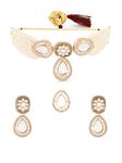 ZAVERI PEARLS Gold Tone Multistrand Beaded Kundan Choker Necklace Earring & Ring Set For Women-ZPFK16078