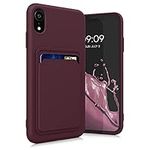 kwmobile Case Compatible with Apple iPhone XR Case - TPU Phone Cover with Credit Card Holder - Tawny Red