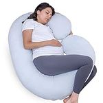 1 MIDDLE ONE Pregnancy Pillow, C Shaped Full Body Pillow for Maternity Support, Pregnant Women Sleeping Pillow with Velour Cover (Light Blue)