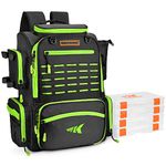 KastKing Bait Boss Fishing Tackle Backpack with Rod Holders,4 Tackle Boxes,Waterproof Protective Rain Cover,34L Large Storage Waterproof Tackle Boxes for Fishing,Camping, Hiking,Outdoor Sports,Green