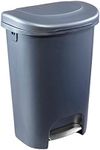 Rubbermaid, Gunmetal Blue Classic 13 Gallon Trash Can with Lid and Stainless-Steel Pedal, Waste Bin for Kitchen, New Premium Step-On, No Size