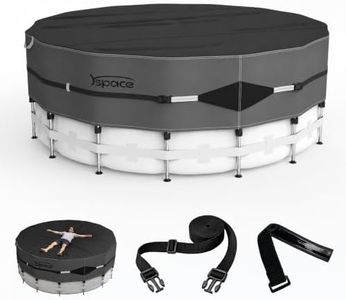 YSPACE 30FT Round Pool Cover for Above Ground Pools, 600D Heavy Duty Waterproof Cover with Upgraded Silicone-Coated Strap System, Windproof UV-Resistant Outdoor Pool Cover