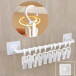 HGYZE Kid Pants Hanger Organizer with 10 Clips: Plastic Baseball Cap Display Holder, White Closet Rail Wall Mounted Door Rack for Drying Baby Socks, Cloth Diapers, Towel, Hats, Toddler Leggings