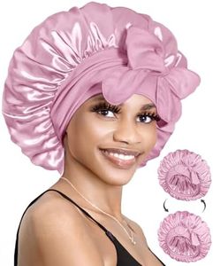 BONNET QUEEN Silk Bonnet for Sleeping Women Hair Bonnet Double Layer Satin Bonnet Tie Bonnet Sleep Satin Hair Wrap Night Cap for Curly Hair Rose Gold