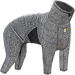 Kurgo Dog Onesie Body Warmer, Bodysuit for Dogs, Recovery Suit, Pet Pajamas, Reduce Anxiety, Contains Shedding, Leash Opening, Reflective, Stowe Base Layer, Heather Black/Grey (Large)