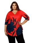 Amydus Plus Size Women Printed Top | Centre Pleat for Tummy Flaws | Cloud Soft Fabric | V-Neck | High-Low Hem | Complete Hip Coverage | Plus Size Tops for Women | XL to 9XL