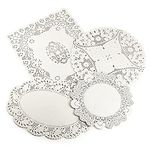 lakeland 80 Assorted Cream Paper Doilies – 4 Designs Circular Oval & Rectangular