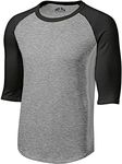 Joe's USA Mens 3/4 Sleeve 100% Cotton Baseball Tee Shirts - XS - 6XL, Heather Grey/Black, X-Small