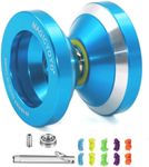 Pro Responsive Yoyo & Unresponsive Yoyo for Kids Teen & Adult, Beginners to Advanced Yoyos, Responsive Yo-yo Metal with Unresponsive Bearing+10 Yo Yos Strings+Bag+ Remover, MAGICYOYO N8 Blue