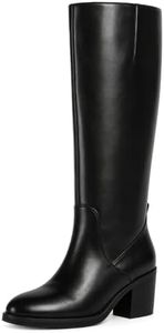 QIY Women Knee High Boots Chunky Heel Riding Tall Boots, Black, 7