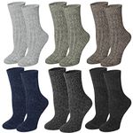 Justay 6 pairs Women Winter Merino Wool Socks Thermal Thick Warm Wool Socks for Ladies, Breathable Knitting Cotton Socks for Hiking Trekking Gift