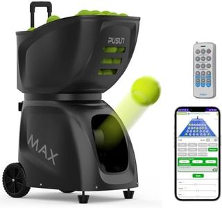 PUSUN PT-MAX C-【Smart Tennis Ball Machine】 145+ Ball Capacity | 5-7 Hours Battery Life | Speed 20-140km/h | 28 Landing Points | 26 Fixed Modes | APP Control | Ideal for Individual Training (Black)
