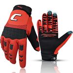 CHCYCLE Dirt Bike Gloves Mountain Bike Motocross Motorcycle Gloves for Men Motorbike ATV Racing Touch Screen Full Finger Gloves for Cycling BMX MTB MX Climbing (X-Large, Red)