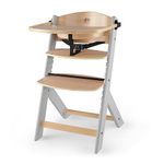 Kinderkraft Wooden Highchair 3 in 1 ENOCK, Multifunctional Baby Chair, Ajustable Heigh and Footrest, Safety Harness, with Detachable Tray, for Children up to 10 Years, Wooden Gray