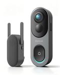 Doorbell Camera Wireless Outdoor, BOTSLAB 5MP 1:1 Head-to-Toe with 180° View, No Monthly Fee, 2-Way Audio, AI/Rader/PIR Detection, Battery/Wired, Night Vision, Alexa & Google Assistant