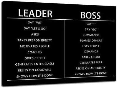 Modern Inspirational Quotes Entrepreneur Leader and Boss Motivational Wall Art Inspirational Canvas Artwork Affirmation Inspiring Quote Painting Easy to Hang for Home Office Decor [18''W x 12''H]