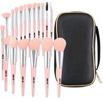 Makeup Brushes, 18 Pcs Professional Premium Synthetic Makeup Brush Set with Case, Foundation Kabuki Eye Travel Make up Brushes sets (Pink)