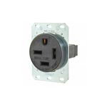 Bryant Electric 8450FR 50 Amp 250V NEMA 15-50R Flush Straight Blade Receptacle, Black