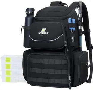 N NEVO RHINO Fishing Tackle Backpack with Rod Holders, 40L Large Fishing Bag with Waterproof Rain Cover,Outdoor Tackle Bag