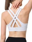 Yvette Women's High Impact Sports Bras Full Support Criss Cross Back Sexy Running Bra for Plus Size, White, M(AC)