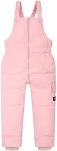 Happy Cherry - Baby Boys Girls Winter Trousers Snow Bibs Pants Toddler Overall Ski Trousers Newborn Windproof Puffer Pants Lightweight Warm Snowsuit Zipper Outfit for 0-4T, Pink, 12-18 Months