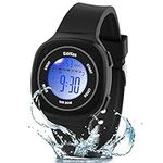 Edillas Kids Watches Digital Girls Boys,7 Colors Child Waterproof Wristwatch Sport Outdoor Multifunctional Watches with Stopwatch/Alarm for Kids Ages 4-15 (Black)