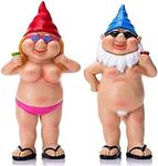 MINLELE 2Pcs Garden Gnome Statue Naughty Garden Funny Gnome，Goblin-Art Decoration for Lawn Ornaments Indoor or Outdoor Garden Decorations