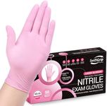 SwiftGrip Pink Disposable Exam Gloves, 3-mil, X-Small, 50-ct Box, Powder-Free, Latex-Free, Medical Grade Gloves for Cleaning & Esthetician