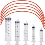 10 Pack Puppy Kitten Feeding Tube Kit Include 5 Pack 8 FR Red Rubber Puppy Feeding Tube and 5 Pack Clear Kitten Feeding Syringe 5 ML 10 ML 20 ML 30 ML 60 ML for Feeding Goat Kitten Puppy Small Animals