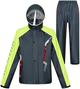 LY4U Ropa de lluvia Impermeable para Hombres, Ropa de Trabajo, Chaqueta y Pantalones de Ciclismo con Capucha, Ropa de lluvia con Cinturón Reflectante de Seguridad, Azul Oscuro L