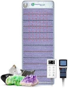HealthyLine Platinum Far Infrared Heating Pad - Full Body Mat for Back Pain - Natural Crystal Gemstones - Auto Shut Off - Negative Ions Rejuvenating Photon Lights - 74" x 28"