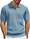 PJ PAUL JONES V Neck Polo Shirts for Men Knit Polo Sweater Lightweight Ribbed Pullover Polo Shirts