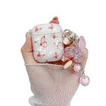 leobray Compatible with AirPods 1&2 Case for Women Girls,Cute Pink Butterfly Shell Design Soft TPU Case with Keychain Anti-dust Shockproof Protective Cover for AirPods 1&2