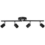 Meigour 4 Light Head Adjustable LED Track Lighting Kit, Modern Linear Pendant Directional Ceiling Spotlight Fixture for Home Farmhouse Kitchen, 360 Rotatable, GU10 Bulbs Not Included, Matte Black