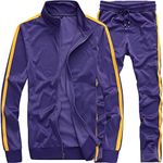 MACHLAB Men's Activewear Full Zip Warm Tracksuit Sports Set Casual Sweat Suit, Lake Purple, Small