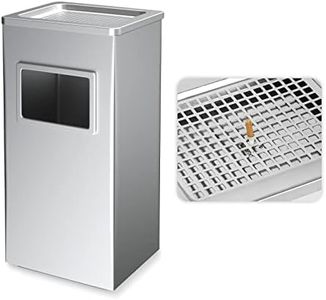 BEAMNOVA Trash Can Indoor Outdoor Metal Stainless Steel Commercial Garbage Can Industrial Garbage Enclosure Inside Cabinet with Lid Waste Container, Color Metallic, 31*25*61 cm / 12.2*9.8*24 in