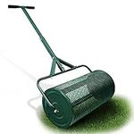 LEIZA 27 in Compost Spreader for Lawn Garden Yard, Peat Moss Spreader, Lawn Roller Upgraded T Shaped Handle Moss Durable Lightweight for Planting, Seeding (D15.7In, Green)