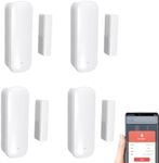 Mengshen 4 Pack Smart WiFi Door Window Sensor No Hub Required Wireless Contact Sensor for Home Security Compatible with Tuya Smart Home Devices Alexa and Google Assistant