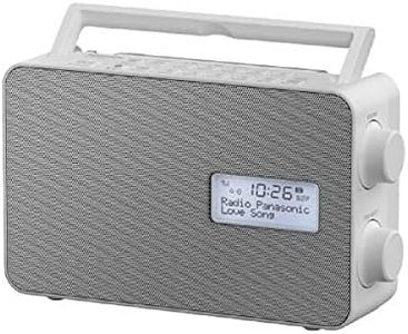 Panasonic RF-D30BTEG-W Digital Radio with Bluetooth (DAB+, FM, Mains and Battery Operated, Splash Protection, AUX, Alarm Function, Kitchen Timer) White