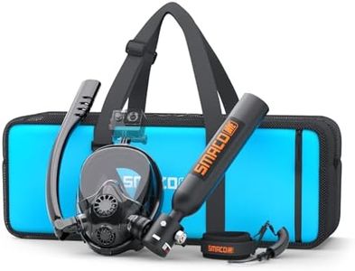 SMACO Mini Scuba Tank with Snorkel Mask 0.5L Portable Small Diving Tank with Full Face Diving Mask Reusable DOT Certified Pony Bottle Diving Cylinder Kit for Snorkeling Recreational Diving S300Plus