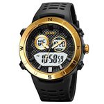 SKMEI Men’s Digital Sports Watch, LED Round Large Face Analog Quartz Wrist Watch with Multi-Time Zone Waterproof Stopwatch 2014