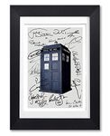 Dr Who Cast All Doctors Signed Autograph A4 Poster Photo Print TV Show Series Season Framed DVD Boxset Memorabilia Gift (BLACK FRAMED & MOUNTED)