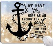 Christian Quotes Mouse Pad, Anchor Glitter Bible Verse Mouse Mat, Square Waterproof Mouse Pad Non-Slip Rubber Base MousePads for Office Home Laptop Travel, 9.5"x7.9"x0.12" Inch